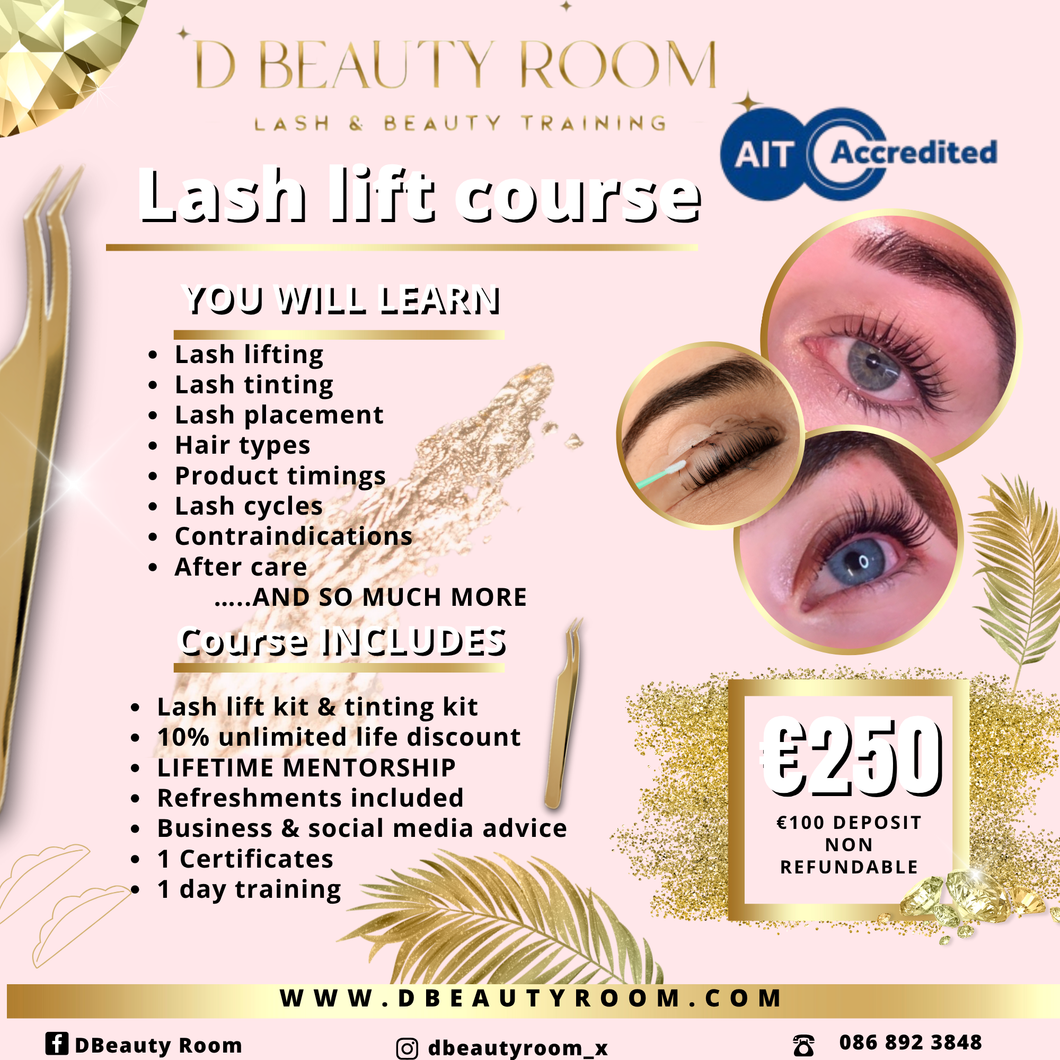 Lash lift course deposit