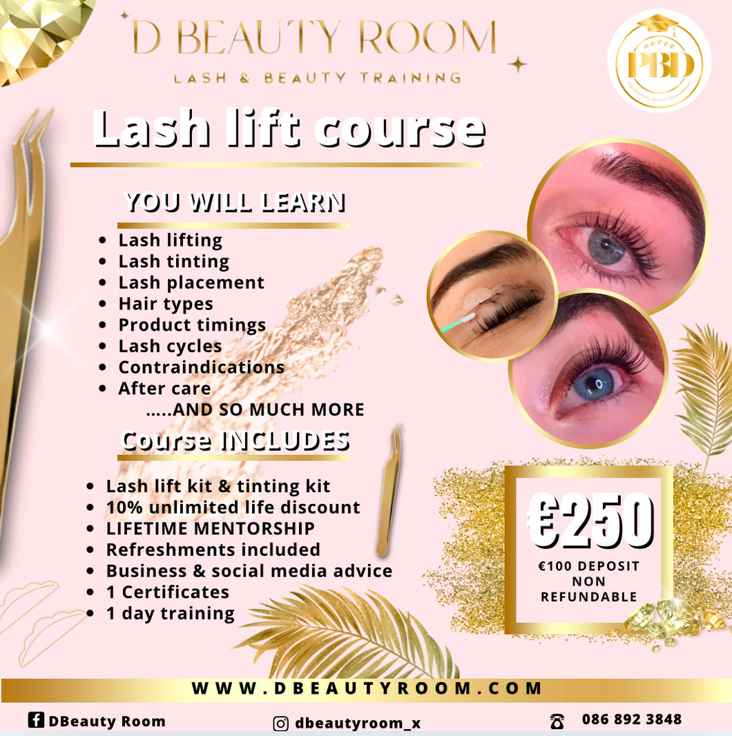 Lash lift course deposit